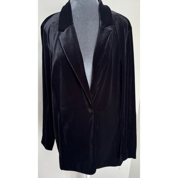 J Jill Wearever Black Velvet Knit Blazer L Classic Whimsigoth Old Money Glam - Picture 7 of 16
